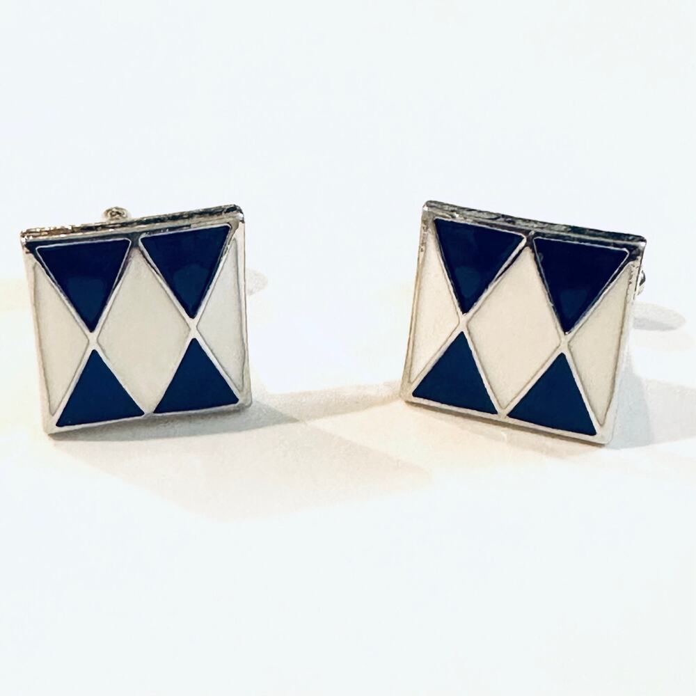 Blue and White Enamel Cufflinks